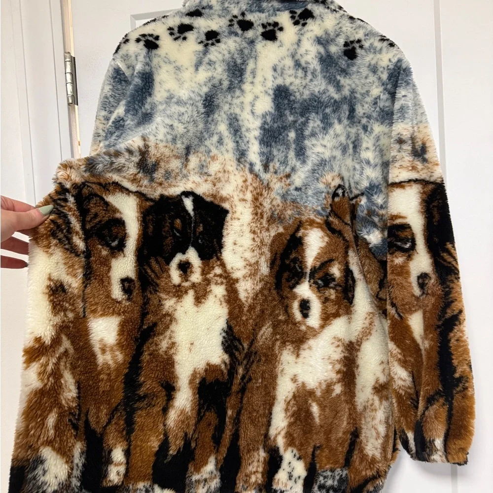 Vintage Rare 90s Puppy Dog Jacket Saint Bernard Print - Picture 5 of 7